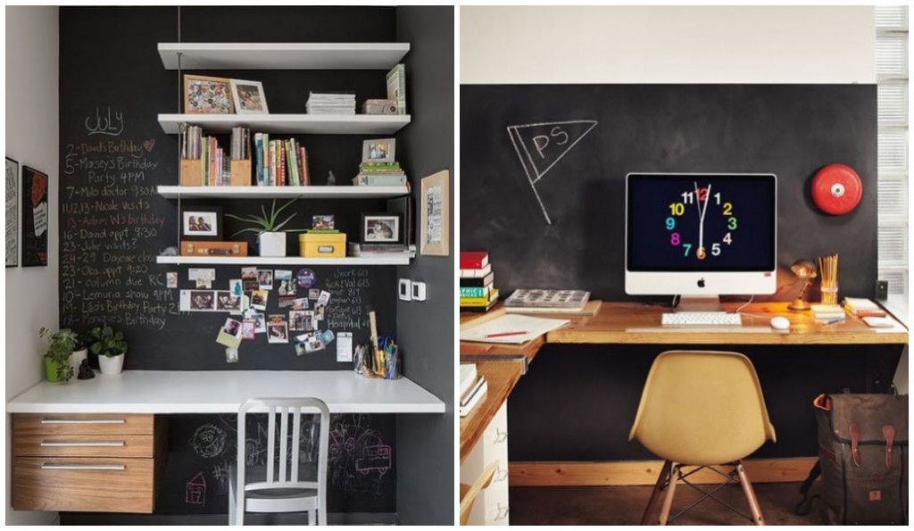decoração - quadro negro no home office