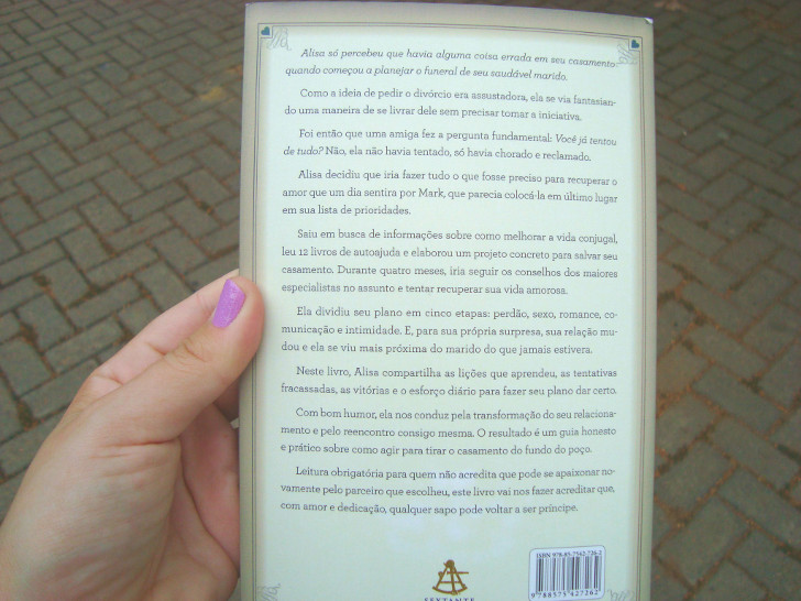 Contra capa do livro Projeto Felizes para Sempre de Alisa Bowman